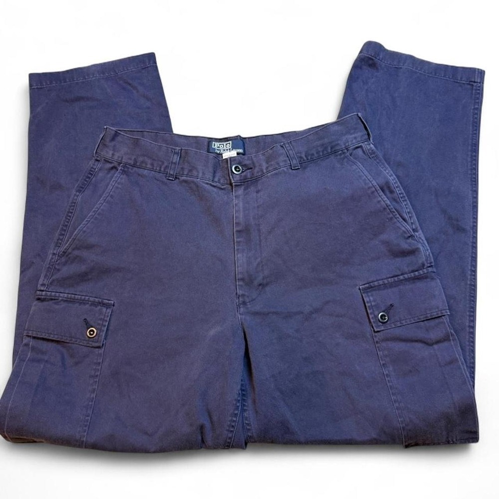 Polo Ralph Lauren Navy Blue Cotton Cargo Pants fits 34x31